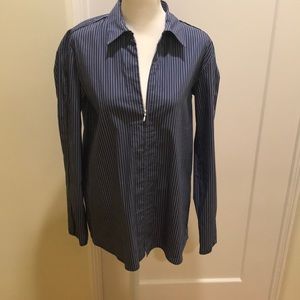 Theory - Blue Pinstripe Collared Shirt - Zipper